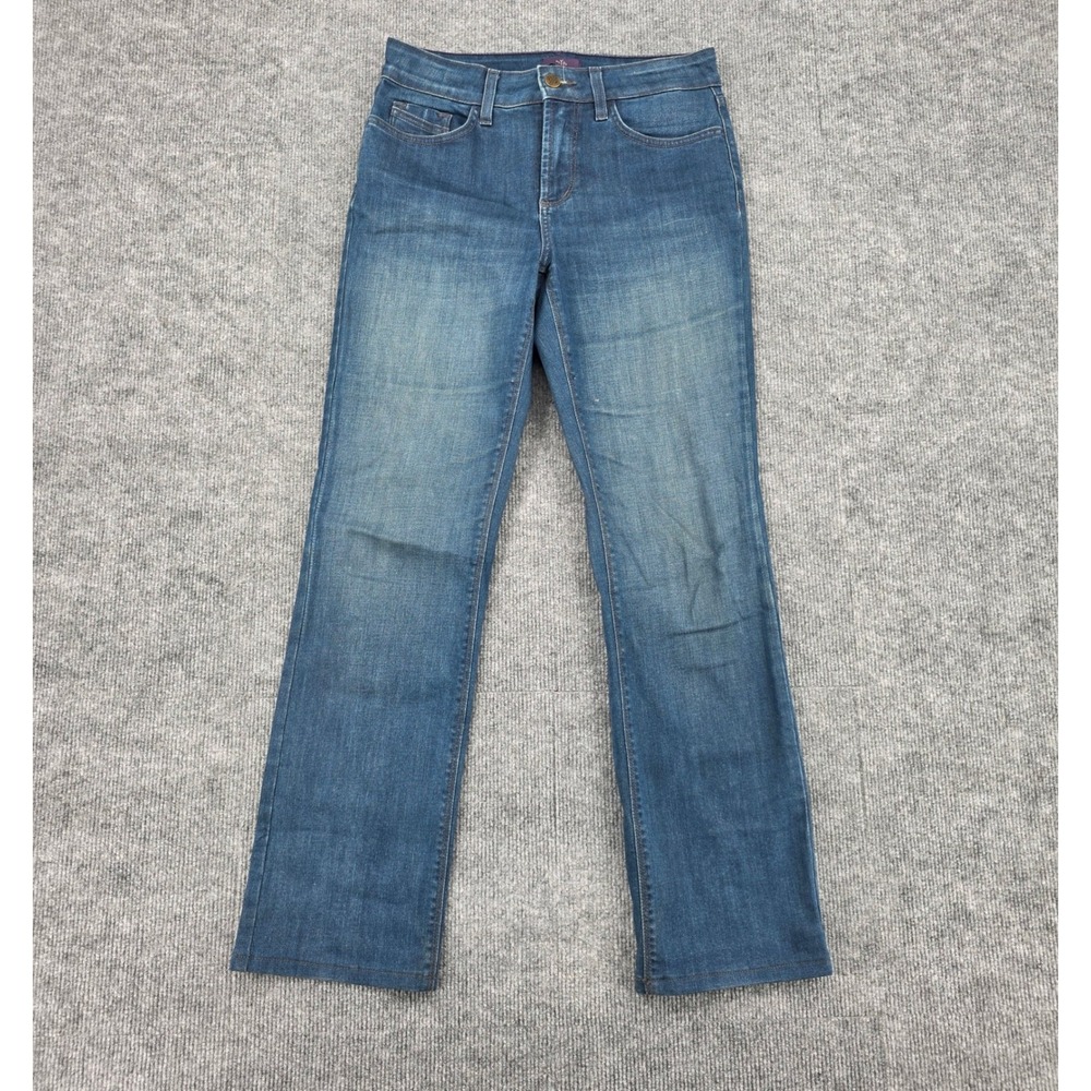 NYDJ Straight Leg Jeans Womens 2 Blue Medium Wash Lift Tuck Stretch Denim USA